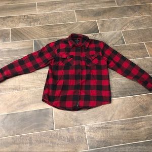 Red and Black Flannel Button Down Shirt